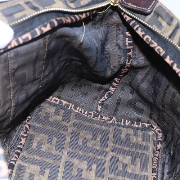 FENDI Zucca Canvas Hand Bag Black Brown Auth 148958 - Picture 12 of 16